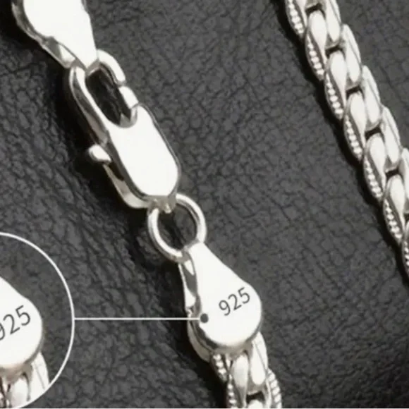 925 Silver Unisex 5mm Chain Necklace 20 Inch - Picture 4 of 4